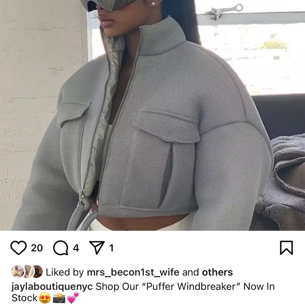 Gray Puffer Windbreaker Jacket